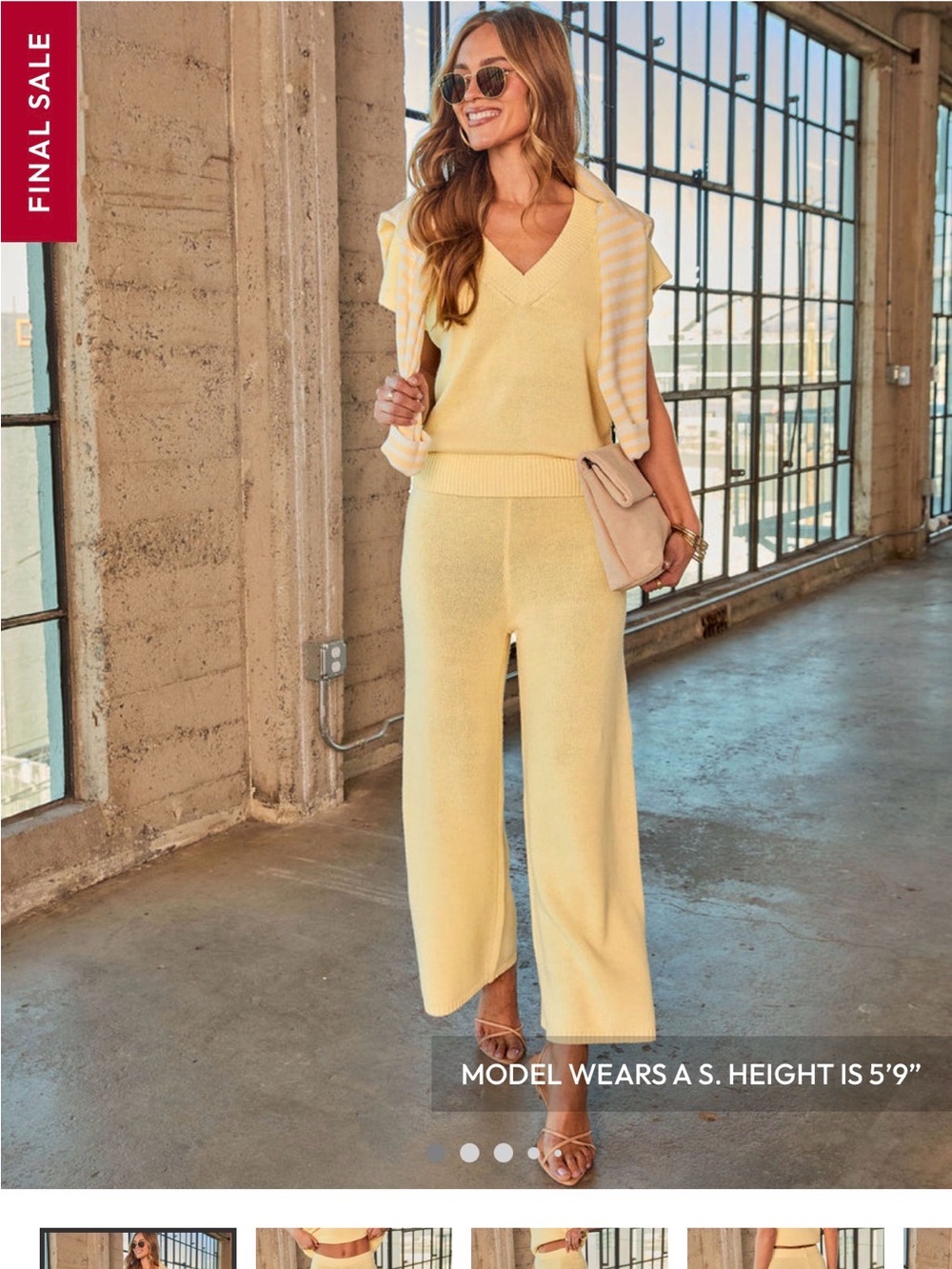 Soft Knit Wide-Leg Pants in Pale Yellow